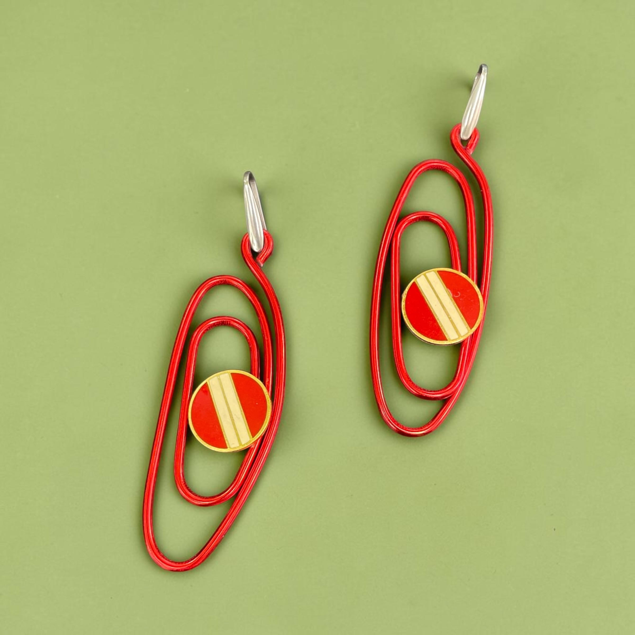 ORECCHINI BOTTON ALL rosso-crema